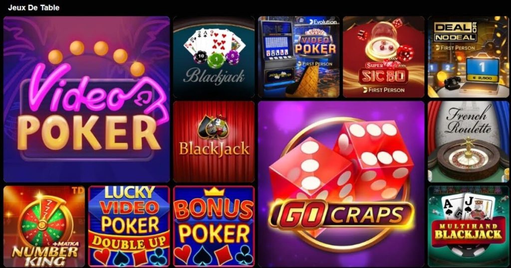 GratoWin Casino jeux table